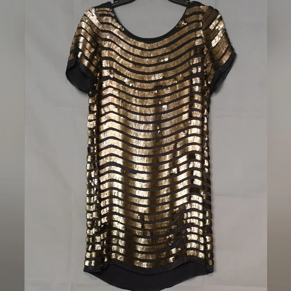 Vintage Sequins Striped  Pop Art Mini T-shirt Dress - Picture 2 of 5